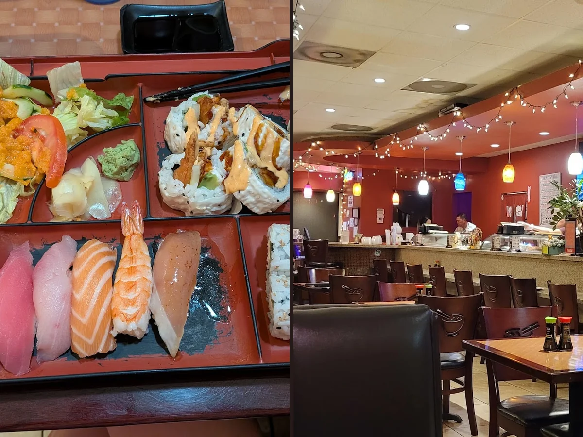 Nigiri and sashimi served on a platter.